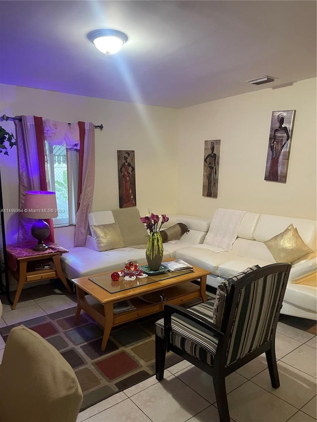 view of tiled living room