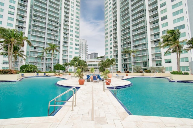 view of pool featuring a patio