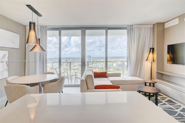 dining room featuring expansive windows