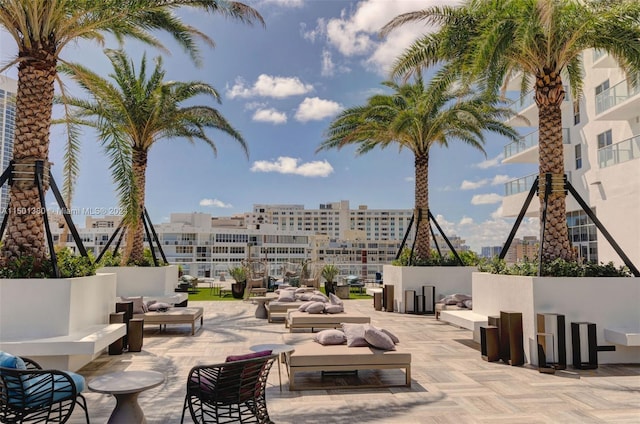 4010 S Ocean Dr Unit R2106, Hollywood, FL 33019 - view of patio / terrace with outdoor lounge area and a city view