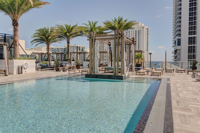 view of pool with a patio area