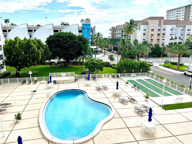 view of pool with a patio