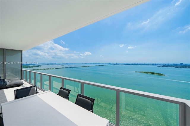 balcony with a water view