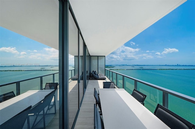 balcony with a water view