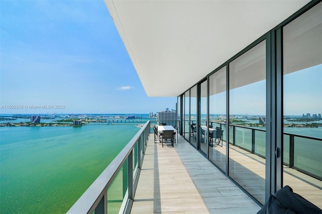 balcony with a water view