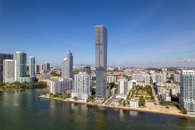 property's view of city with a water view