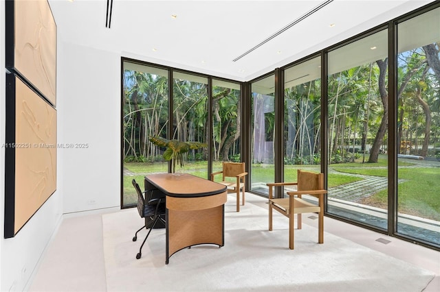 5245 Oak Ln, Coral Gables, FL 33156 - sunroom featuring floor to ceiling windows, plenty of natural light, and carpet