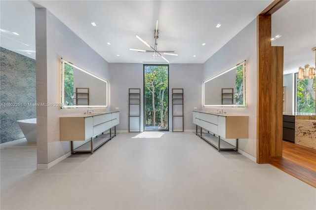 5245 Oak Ln, Coral Gables, FL 33156 - living room with concrete flooring and recessed lighting