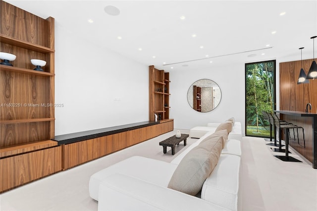 living room featuring expansive windows