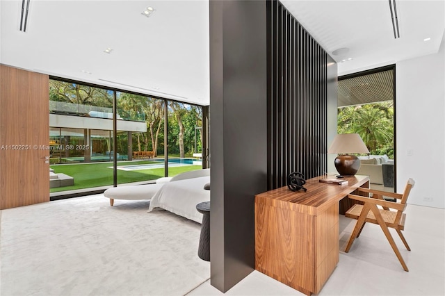 home office featuring expansive windows