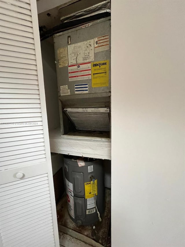 utility room featuring water heater