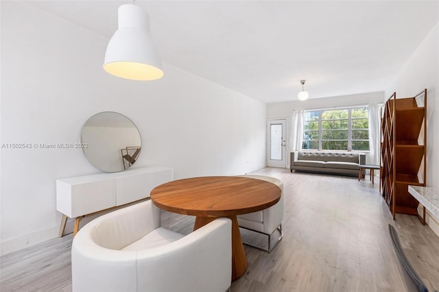 interior space with light hardwood / wood-style flooring