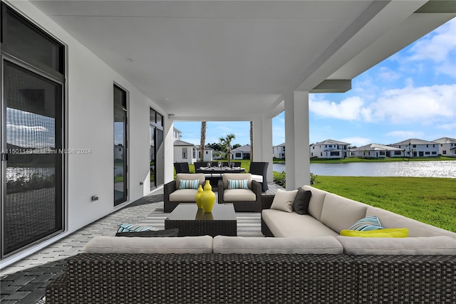 5735 SW 104th Ter, Cooper City, FL 33328 - view of patio with an outdoor hangout area and a water view