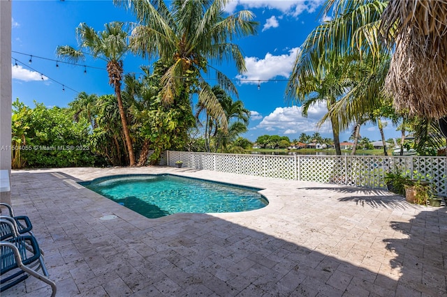 view of swimming pool featuring a patio