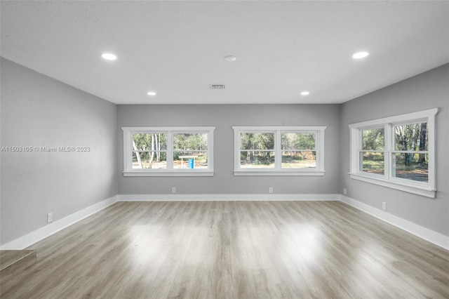 empty room with light hardwood / wood-style flooring and a healthy amount of sunlight