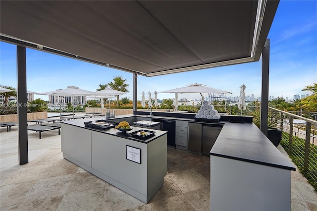 view of patio with exterior kitchen