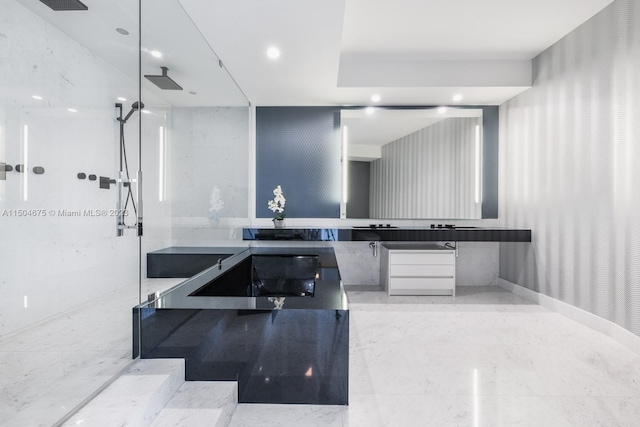 bathroom with tile flooring