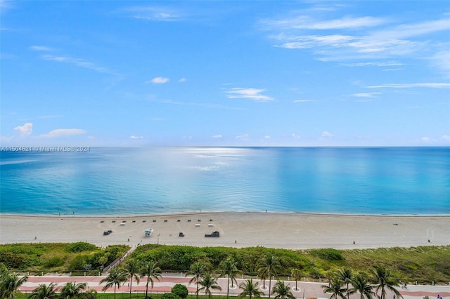 view of water feature with a view of the beach