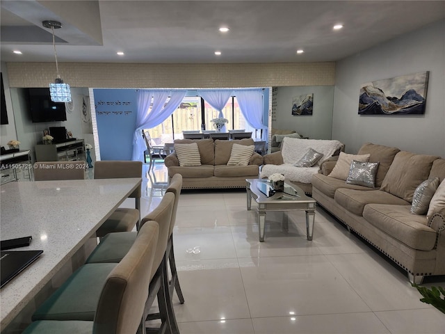 view of tiled living room