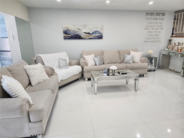 view of tiled living room