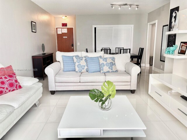 view of tiled living room