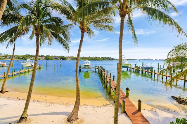 dock area featuring a water view