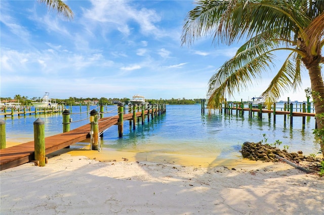 view of dock featuring a water view