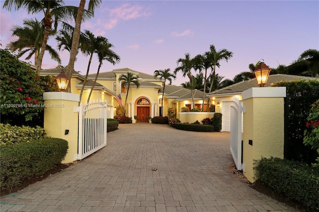 view of front of home with a garage