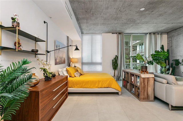 bedroom featuring tile floors