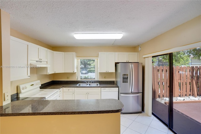 kitchen with stainless steel fridge, sink, a wealth of natural light, and range