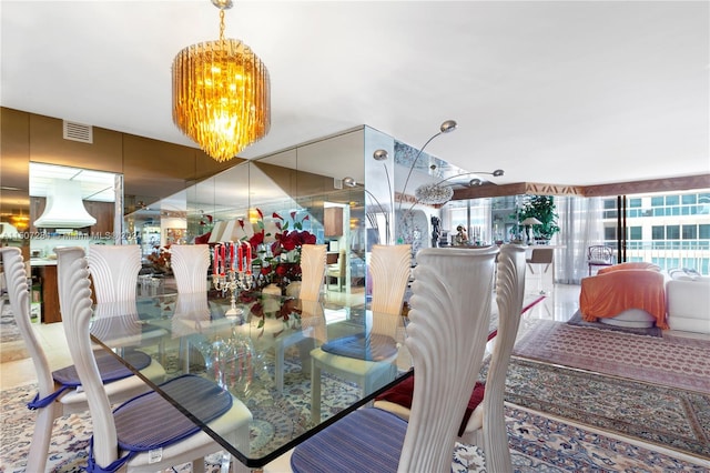 dining room featuring an inviting chandelier