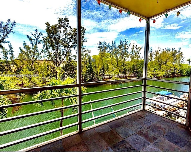 balcony with a water view