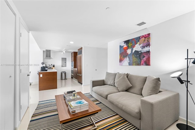 view of tiled living room