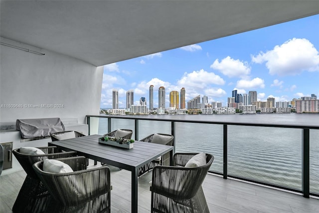 balcony with a water view