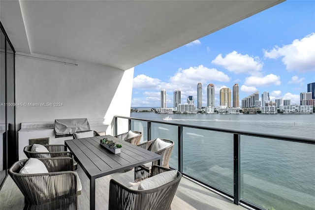 balcony with a water view