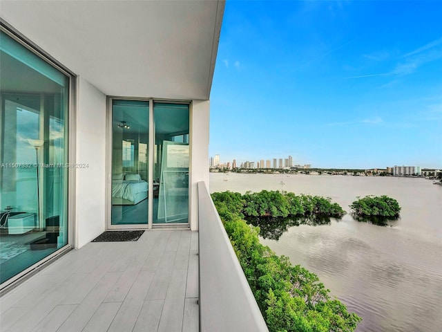 balcony with a water view