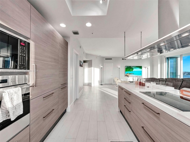 kitchen featuring appliances with stainless steel finishes and island range hood