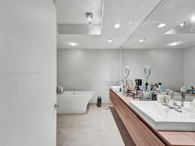 bathroom featuring double vanity and tile floors