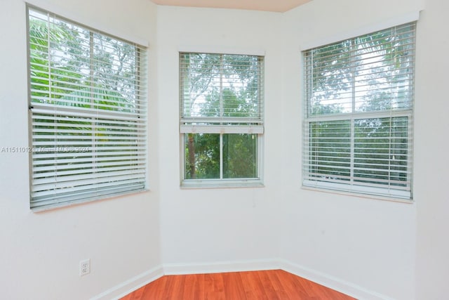 spare room with hardwood / wood-style floors