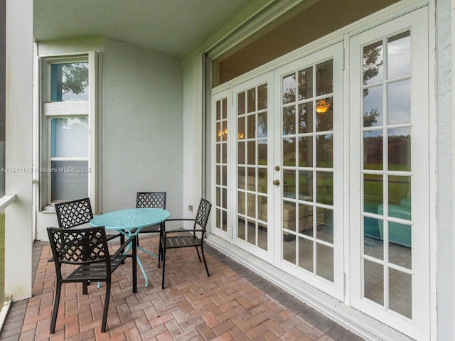 balcony with french doors