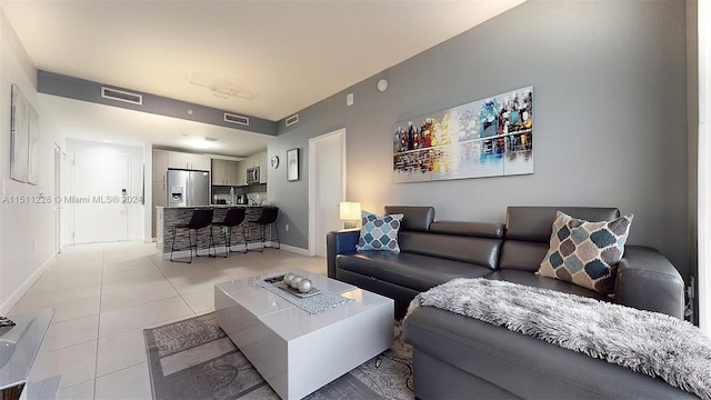 view of tiled living room