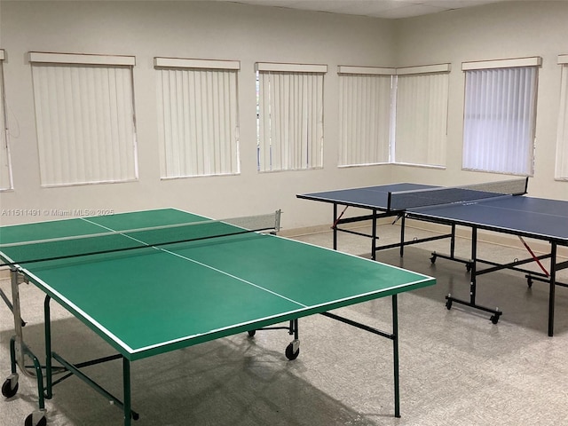 game room featuring carpet floors