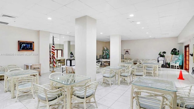 view of tiled dining space