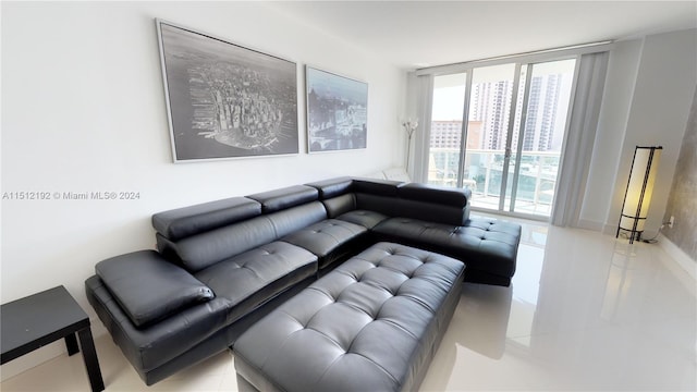 view of tiled living room