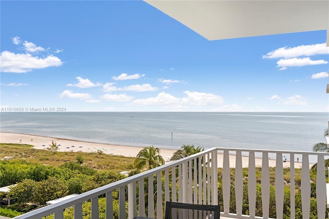 view of water feature with a view of the beach