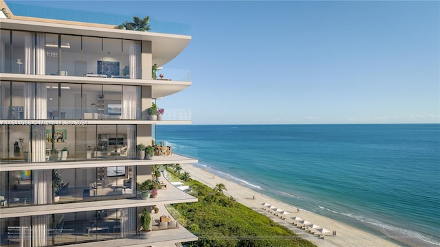 property view of water featuring a view of the beach