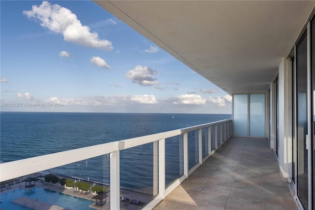 balcony with a water view