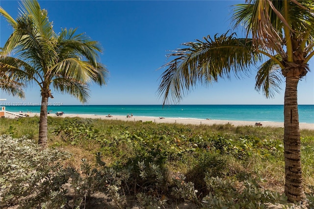 view of water feature featuring a beach view