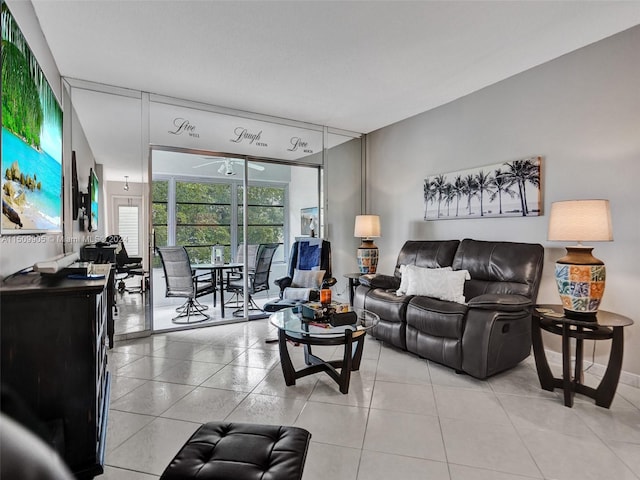 view of tiled living room