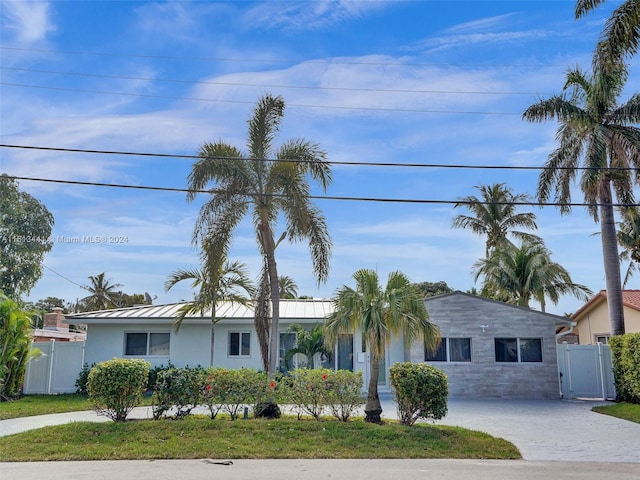 view of single story home